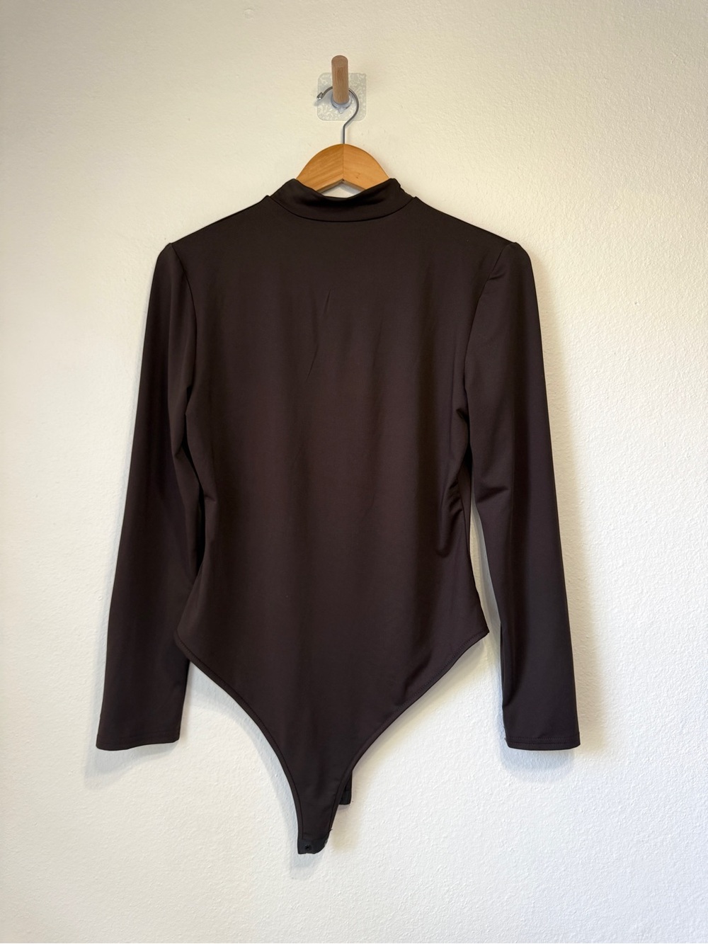SHEIN Dark Brown Mock Turtleneck Long Sleeve Thong Bodysuit Size L - Picture 3 of 5